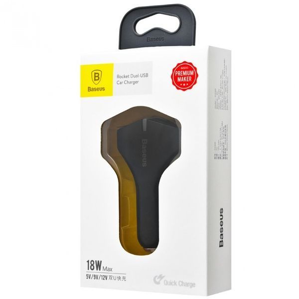 Автомобильная зарядка Baseus Small Rocket QC3.0 2USB 16442 фото