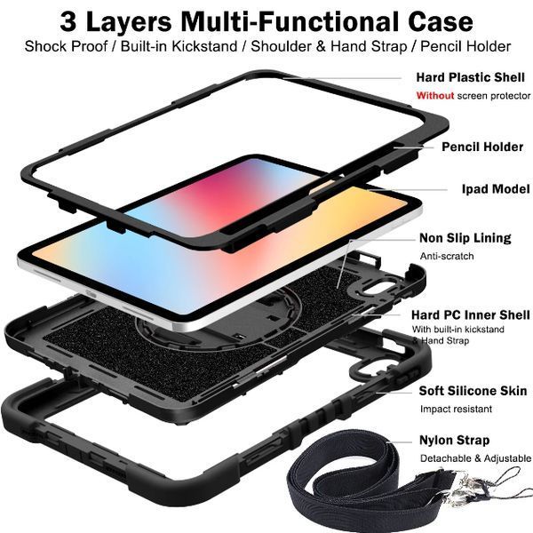 PC + TPU чехол Carbon Armor Cover Tablet на iPad 11" (A16) 2025 / черный 099958 фото