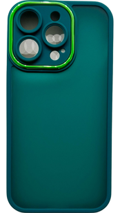 TPU чехол Luxury Metal Lens на iPhone 14 Pro (на айфон 14 про) темно-зеленый 086444 фото