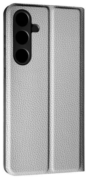 Кожаный чехол книжка Fibra case на Samsung Galaxy S24 FE / серый 201405 фото
