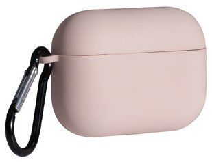 Силиконовый чехол с карабином и микрофиброй для AirPods Pro 3 / pink sand 204166 фото