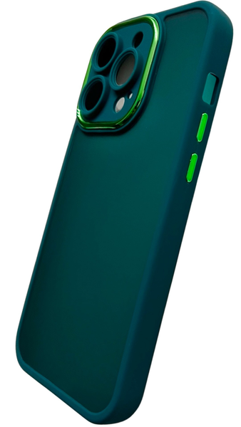TPU чохол Luxury Metal Lens на iPhone 14 Pro (на айфон 14 про) темно-зелений 086444 фото
