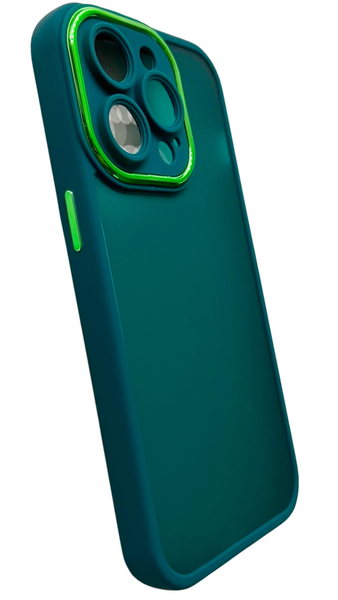 TPU чохол Luxury Metal Lens на iPhone 14 Pro (на айфон 14 про) темно-зелений 086444 фото