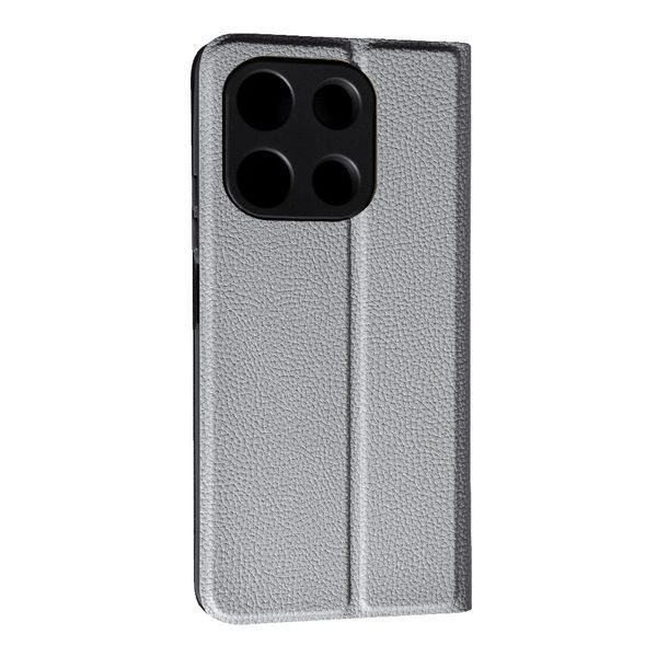 Шкіряний чохол книжка Fibra case на Xiaomi Redmi Note 13 (4G) / сірий 095861 фото
