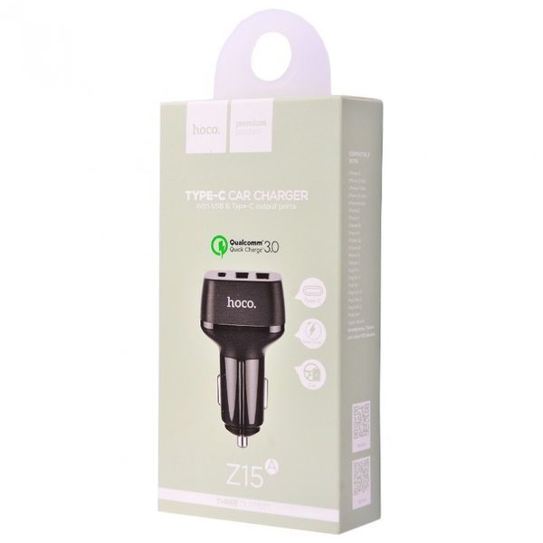 Автомобильная зарядка Hoco Z15A Kuso QC3.0 Type-C 2USB 16443 фото