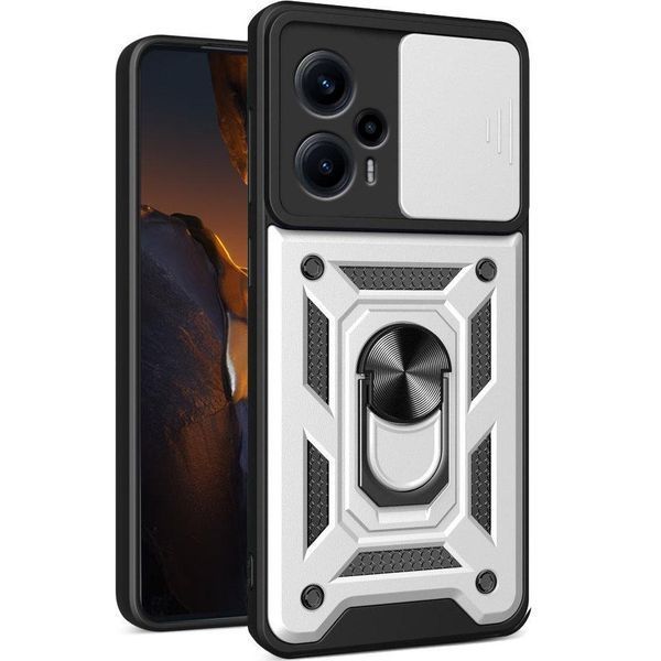 PC + TPU чехол Camshield armor для Xiaomi Redmi Note 12 Turbo / серебристый 091373 фото