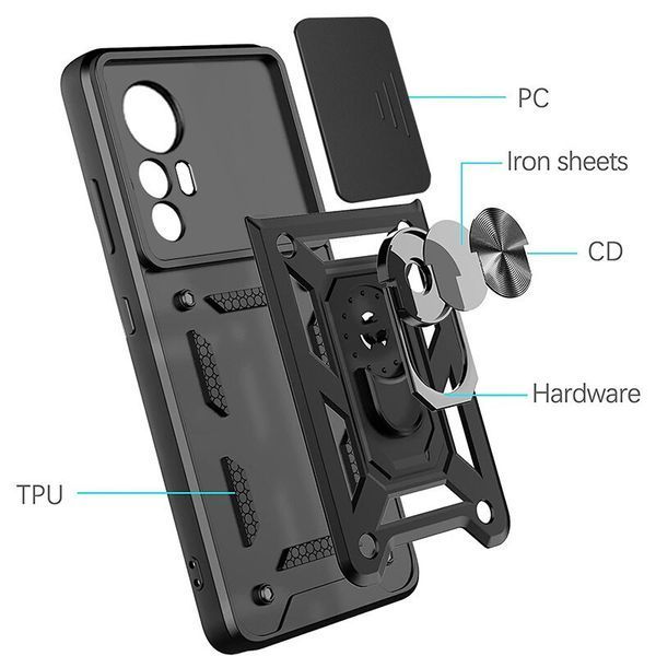 PC + TPU чохол Camshield armor для Xiaomi 12T Pro / зелений 086852 фото