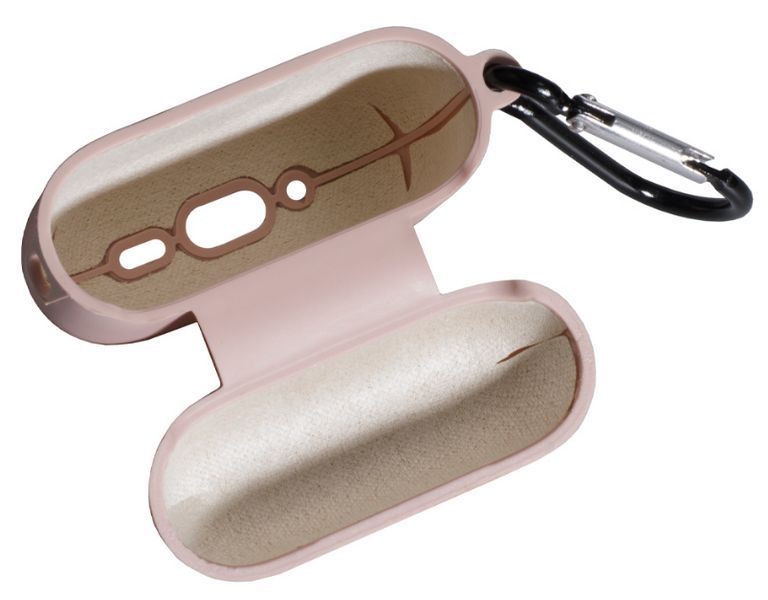Силиконовый чехол с карабином и микрофиброй для AirPods Pro 3 / pink sand 204166 фото