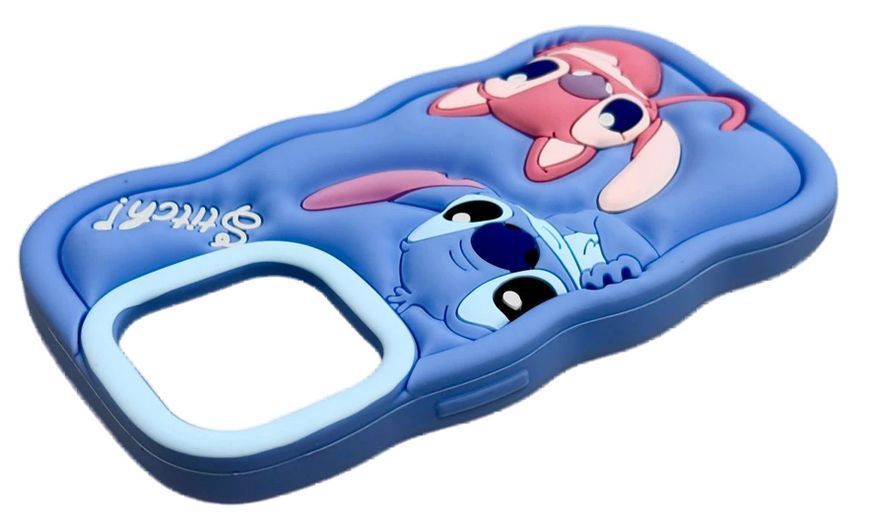 Чехол резиновый Lilo & Stitch case на iPhone 13 Pro / голубой 099356 фото