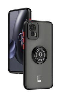 TPU чохол накладка Matte Ring Magnit для Motorola Edge 30 Neo чорний (червоні кнопки) 093347 фото