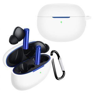 Силіконовий чохол із карабіном для Realme Buds Air 3 білий 89675 фото