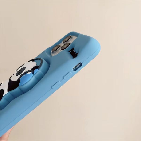 Силиконовый 3D чехол Musical Panda для iPhone 15 Plus / голубой 099311 фото