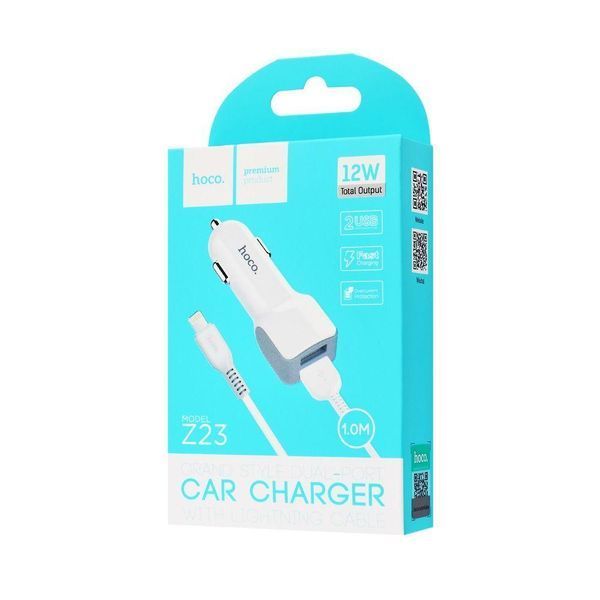 АЗУ Hoco Z23 Grand Style + Cable (Lightning) 2.4A 2USB 16919 фото