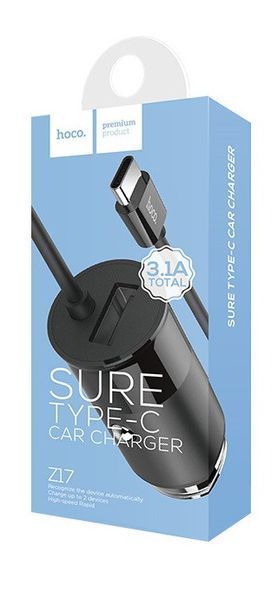 Автомобильная зарядка HOCO Z17 на 1 USB (3.1A) Type-C 51126 фото
