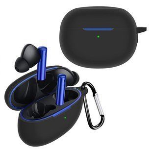 Силіконовий чохол із карабіном для Realme Buds Air 3 чорний 89676 фото