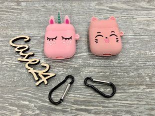 Силіконовий чохол для AirPods з карабіном (2 кольори) 017313 фото