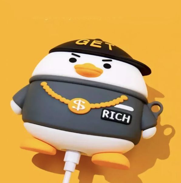 Силіконовий чохол із карабіном для AirPods 4/Hip-hop duck 098524 фото