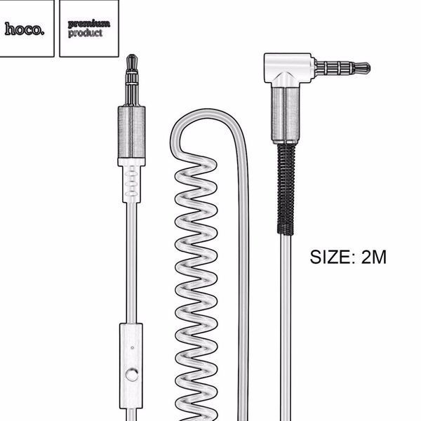 AUX-кабель НОСО UPA02 AUX 2 м (3.5x3.5) бічна пружина mic 50981 фото