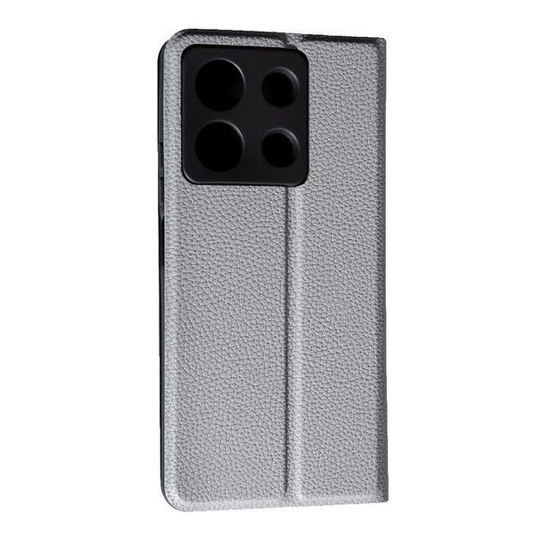 Шкіряний чохол-книжка Fibra case на Xiaomi Redmi Note 13 (5G) / сірий 095863 фото