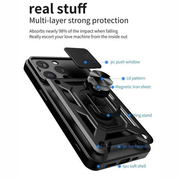 PC + TPU чехол Camshield armor для iPhone 15 Pro Max / серебристый 093633 фото