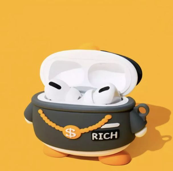 Силіконовий чохол із карабіном для AirPods 4/Hip-hop duck 098524 фото