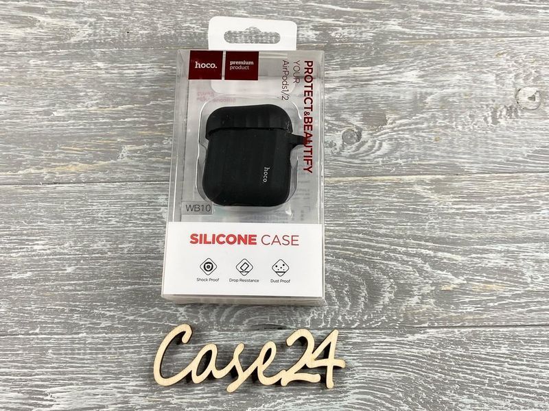 Силіконовий чохол з карабіном Hoco WB10 для AirPods чорний 083942 фото