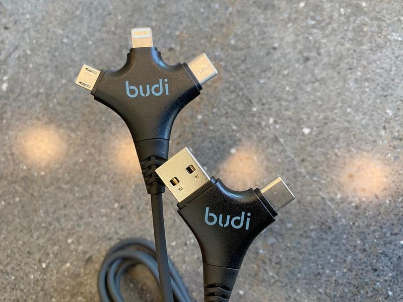 Универсальный кабель Budi на Micro-usb, Lightning, Type-C (1m) 83504 фото