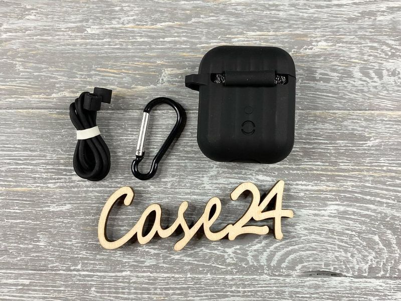 Силіконовий чохол з карабіном Hoco WB10 для AirPods чорний 083942 фото
