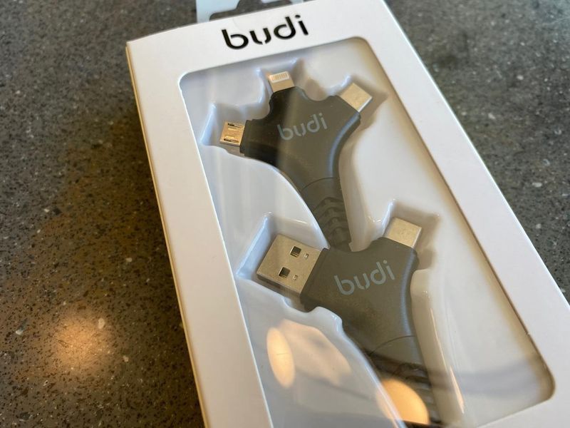 Универсальный кабель Budi на Micro-usb, Lightning, Type-C (1m) 83504 фото