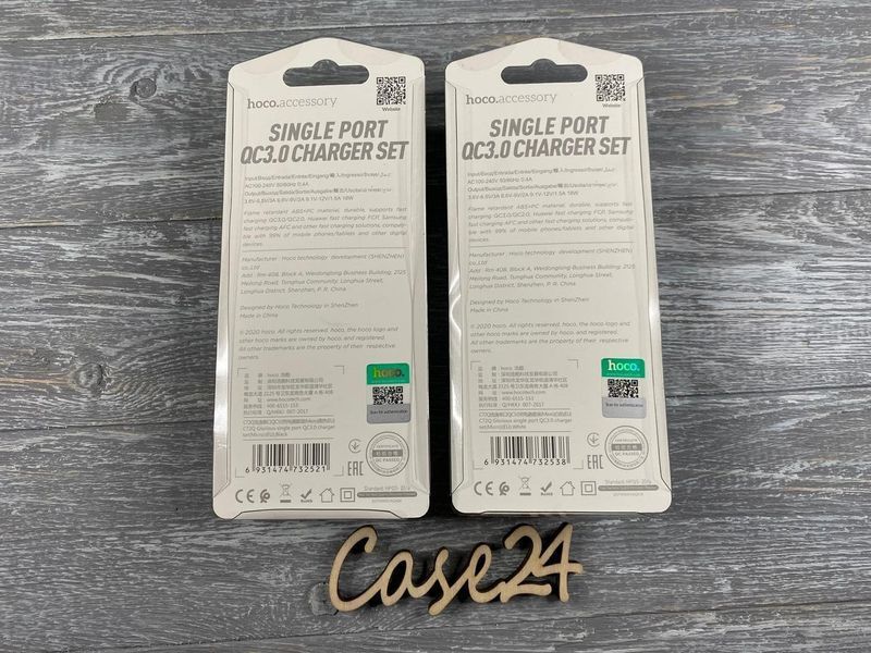СЗУ Hoco C72Q с кабелем micro-USB (QC3.0, 1USB, 18w) 1м (2 цвета) 82412 фото