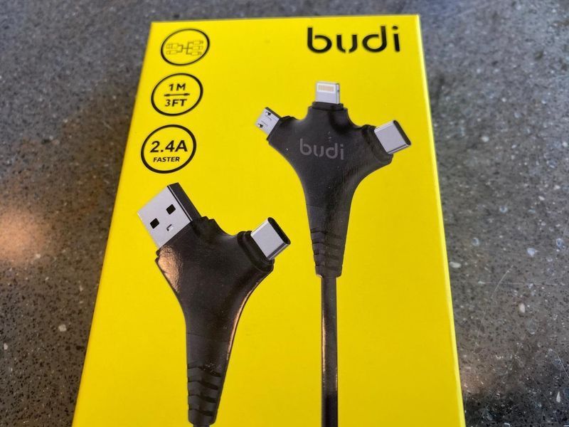 Универсальный кабель Budi на Micro-usb, Lightning, Type-C (1m) 83504 фото