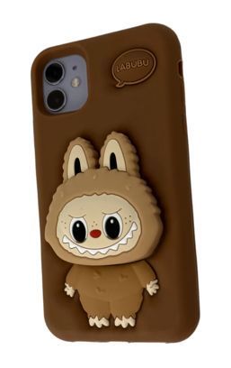 Гумовий 3D чохол Labubu для iPhone 12 / коричневий 202641 фото