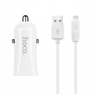 Автомобильная зарядка Hoco Z12 Dual Charger + Cable (Lightning) 2.4A 2USB 16446 фото