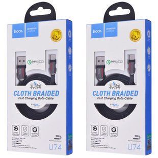 USB-кабель Hoco U74 Grand Type-C Cable (1.2m) (чорний і червоний) 80626 фото