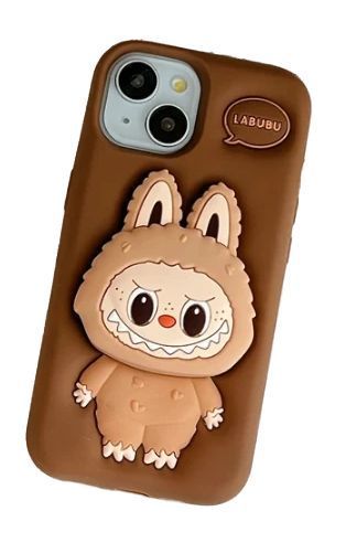 Гумовий 3D чохол Labubu для iPhone 12 / коричневий 202641 фото