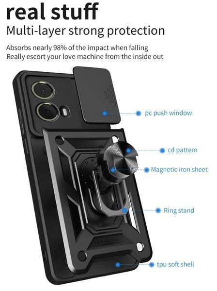 PC + TPU чехол Camshield Armor для Motorola Edge 50 Fusion / черный 201211 фото
