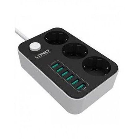 Мережевий фільтр-індикатор LDNIO SE3631 3x220V і 6xUSB. 1.8м 81270 фото