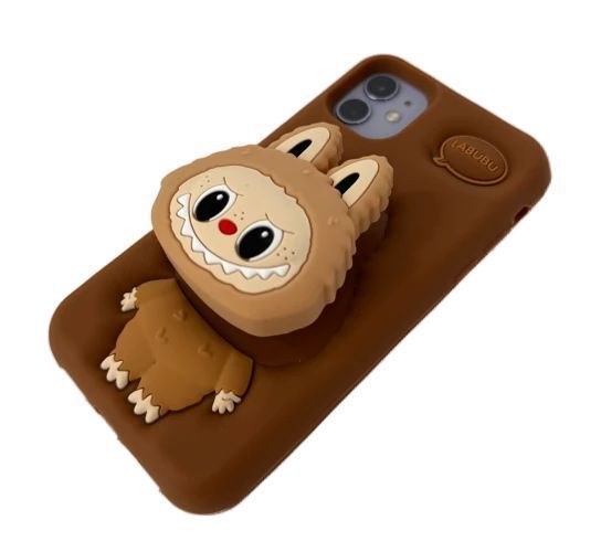 Гумовий 3D чохол Labubu для iPhone 12 / коричневий 202641 фото