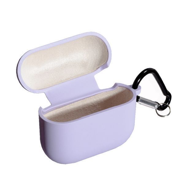 Силиконовый чехол (with fibra) с карабином для AirPods Pro 2 (на аирподс про 2) голубой 087320 фото
