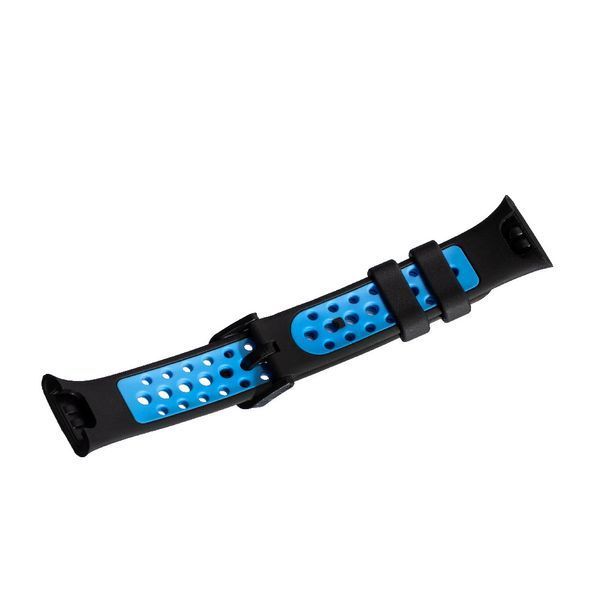 Ремешок браслет Perforation на Xiaomi Mi Smart Band 7 Pro Black and Blue 91026 фото