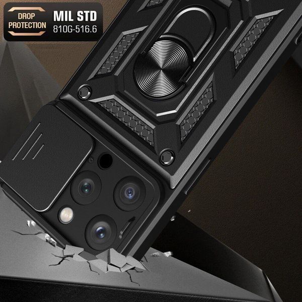 PC + TPU чохол Camshield armor для iPhone 15 Pro Max / чорний 093634 фото