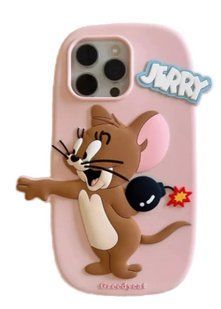 Силіконовий 3D чохол Friends Tom & Jerrie для iPhone 15 Pro Max / рожевий 099449 фото