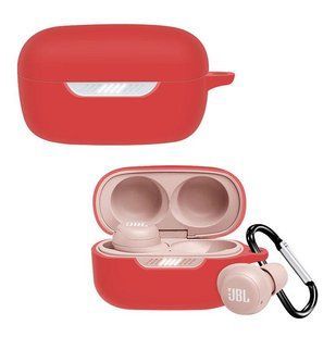 Силиконовый чехол с карабином для JBL Live Free NC+ красный 90977 фото