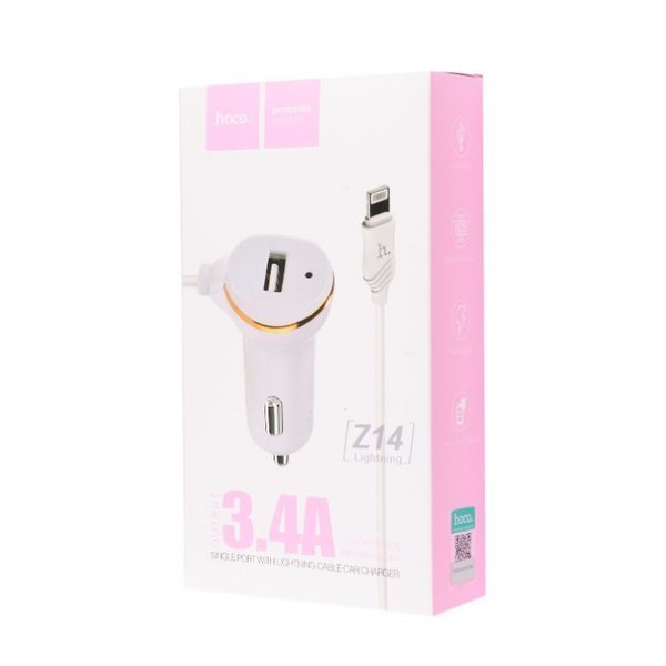 Автомобильная зарядка Hoco Z14 Charger + Cable (Lightning) 3.4A 1USB 16447 фото