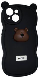 Силіконовий 3D чохол Hello Bear для iPhone 15 / black 202488 фото