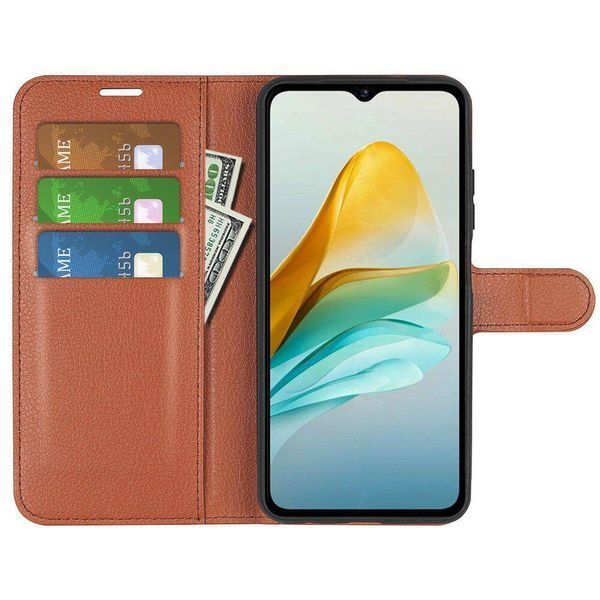 Шкіряний чохол-книжка Lichee для ZTE blade A53 коричневий 093058 фото
