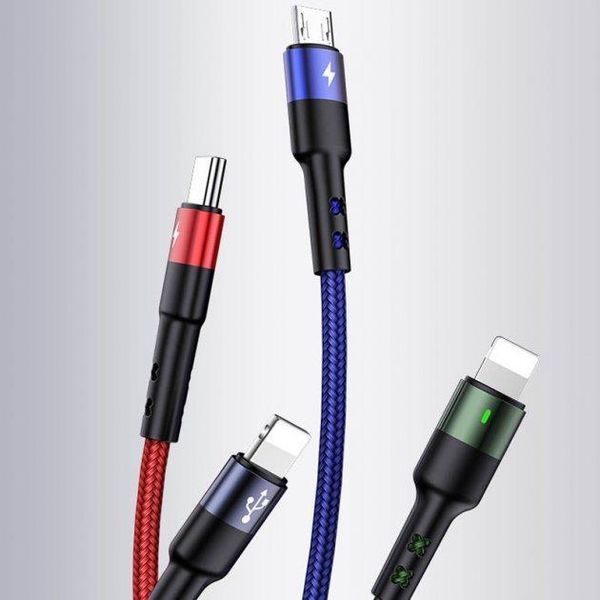 Універсальний кабель USAMS U26 4in1 USB to Combo (2A, 0.35m) кольоровий 85945 фото