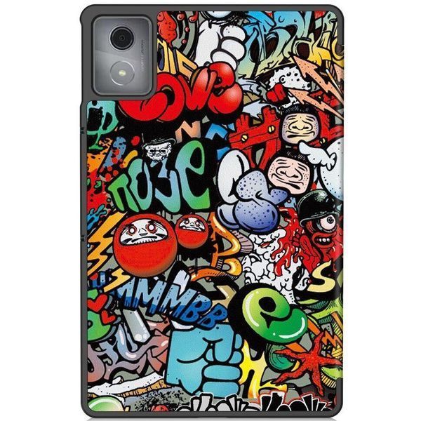 Кожаный чехол книжка Crazy Horse для Lenovo Tab K11 Plus (11.45") / graffiti 097432 фото