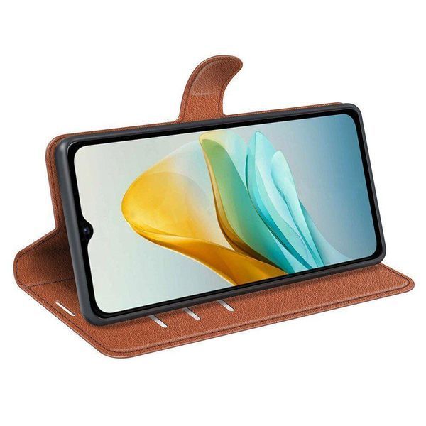 Шкіряний чохол-книжка Lichee для ZTE blade A53 коричневий 093058 фото