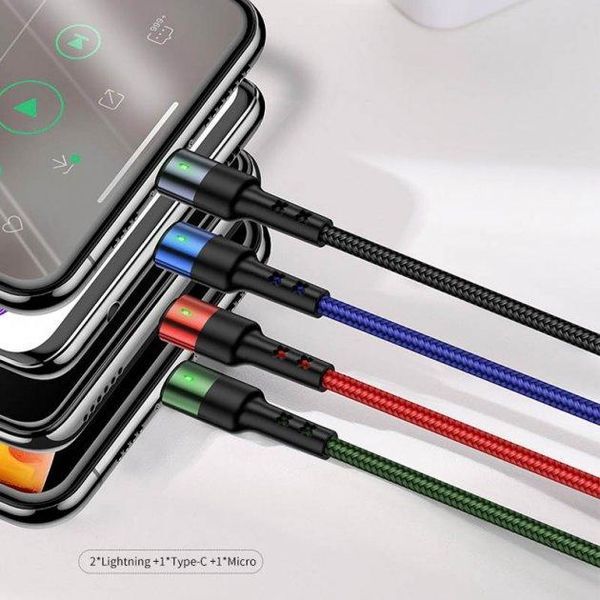 Універсальний кабель USAMS U26 4in1 USB to Combo (2A, 0.35m) кольоровий 85945 фото